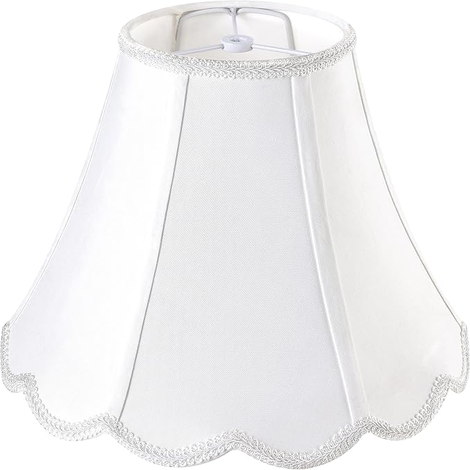 GO&SO Off White Bell Lamp Shade Medium, Scalloped Lampshade Braids with Petal Edges for Table Lamp,Floor Lamps Replacement, 6×13×9.8 Inch Spider Easy Assembly Modern Art Deco Lampshades for Bedroom