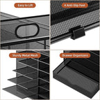 Marbrasse 7 Tier Desktop Literature Organizer, Mesh Paper Organizer, Desk Organizers with Drawer, File Sorter Mail Center Paper Storage Cabinet Classroom Keepers Mailbox for Office Home School (Black)