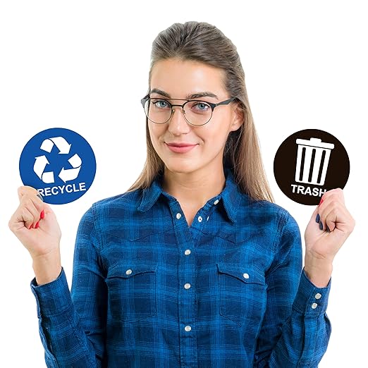 Recycle Stickers for Trash Bins - Perfect Recycling Sticker for Trash Can - 2 Pack - 5" x 5" Decal Logo - Ideal Label Sign for Home or Office Refuse Bin - Suitable for Indoor/Outdoor use