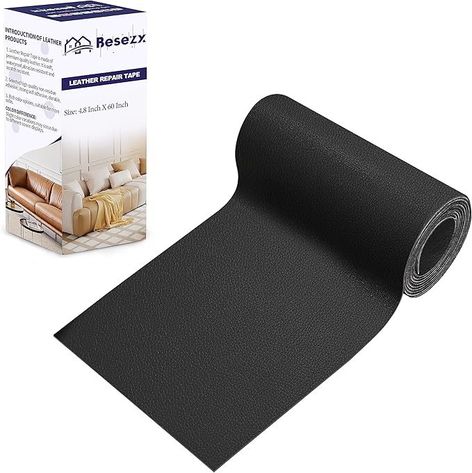 Besezx Leather Repair Patch Tape Kit, Self Adhesive Leather Repair for Furniture, Couch, Sofa, Car Seats,Office Chair,Vinyl Repair Kit.4.8inx60in