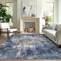 GENIMO Washable Area Rugs for Living Room, 9x12 Modern Non Slip Rugs, Low Pile Lightweight Soft Print Rug for Bedroom, Dining Room, Home Office, Washed Blue&Gray