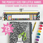 Desk Name Tags for Classroom -25 Student Name Plates for Classroom Kindergarten, Preschool, 1st, 2nd & 3rd Grade, 13x3 Teacher Nameplates for Student Desks, Chalkboard Nametags