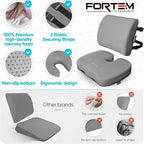 FORTEM Seat Cushion, Office Chair Cushion, Lumbar Support Pillow for Office Chair, Memory Foam Sciatica Coccyx Tailbone Pressure Pain Relief, Car Sitting Pad, Washable Non Slip, XL