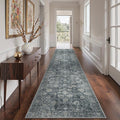GENIMO Runner Rug 2x12 Non Slip Machine Washable Vintage Hallway Runner Rug, Low Pile Lightweight Rugs for Entryway, Hallway, Kitchen and Corridor, Ashen Taupe