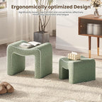 ZYKZYK Ottoman Set of 2, Plush Velvet Vanity Seats with Modern Foot Rest, Backless Stool Pair for Bedroom, Living Room & Makeup Dressing Table (2-in-1) Green