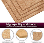 Bouiexye Felt Cork Board Tiles 6 Pack Grey Brown Boards 12"x12" - 1/2" Thick Corkboards for Wall Bulletin Board Self Adhesive with 100 Push Pins for Wall School Home Office