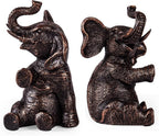 DURAGOODS Decorative Vintage Elephant Bookends with Non-Slip Padding for Shelves to Hold Books - Heavy Duty Resin Book Holders for Bookshelf Decor, Home, Office, Living Room – 4” L x 4” W x 7”H