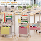 Feyejade Rolling File Cart with 2 Drawers, White File Cabinet Organizer for Hanging File Folders, Letter-Size File Storage with Wheels, Multi-Layer Mobile Filing Cabinet for Office and Home, White
