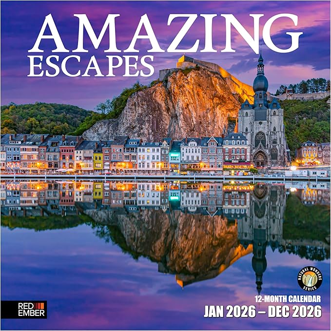 RED EMBER Amazing Escapes 2026 Wall Calendar 12 Month | 12" x 24" Open | Thick & Sturdy Paper | Holiday Gift | Travel Calendar 2026