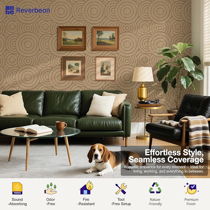 Reverbeon 6 PCS Acoustic Panels, 23.6x23.6 Inch Sound Absorbing Panels, Decorative Acoustic Wall Panels for Recording and Home Studio, Office with Double-Sided Adhesive Tape