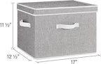 StorageWorks Fabric Storage Bins with Lid, Decorative Storage Boxes for Shelves, Stackable Closet Organizer Basket with Handles, Jumbo, Gray, 2-Pack