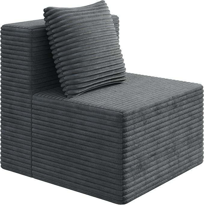 WLIVE 32'' Boneless Couch for Living Room, Modular Sectional Sofa, Cloud Memory Foam Couch L Shape with Chaise, Grey