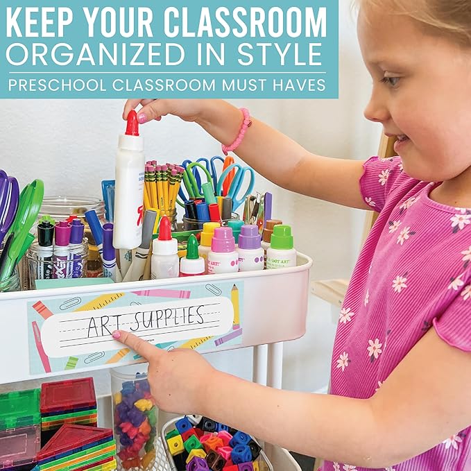 Desk Name Tags for Classroom -25 Student Name Plates for Classroom Kindergarten, Preschool, 1st, 2nd & 3rd Grade, 9x3 Teacher Nameplates for Student Desks & Cubbies, Pastel Nametags