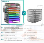 GoldOrcle 8 Tier Paper Letter Tray Organizer with Drawer & 2 Pen Holders, Mesh Desk File Holder Storage Organization for Home School Classroom & Office