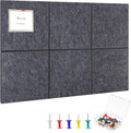 Large Cork Board 28" x 19", 6 Pack Felt Wall Tiles with Colored Pushpins, Bulletin Boards with Removable Self-Adhesive Strips, Pin Board Cork Boards for Walls Office Home-Dark Gray