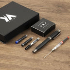 YICMY Fancy Fountain Pen Set – Fine & Medium Nibs, Includes 18 Ink Cartridges, Ink Converter, Syringe Filler, Luxury Gift for Writing, Journaling & Calligraphy，Black