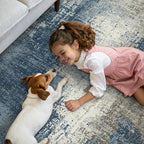 GENIMO Washable Area Rugs for Living Room, 9x12 Modern Non Slip Rugs, Low Pile Lightweight Soft Print Rug for Bedroom, Dining Room, Home Office, Washed Slate Blue