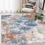 GENIMO Washable Rugs 8x10 Area Rugs for Living Room Bedroom, Modern Lightweight Rug Ultra Soft Indoor Area Rugs 8x10 for Dining Room, Low Pile Carpet with Non Slip Backing, Blue Red