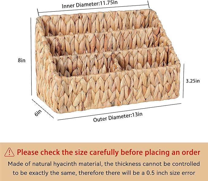 DINGTAI Natural Farmhouse Desk Organizers and Storage, Large Countertop Mail Holder, Tabletop Organizer (Water Hyacinth)