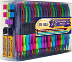 June Gold 72 Mechanical Pencils, 0.7 mm HB #2 Lead, 2 Dispensers/w 220 Graphite Refills & 16 Refill Erasers, Break Resistant Lead, Convenient Side Click & Soft Non-Slip Grip