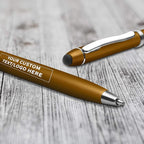DISCOUNT PROMOS Custom Twist Action Plastic Stylus Pens, Set of 50, Personalized Bulk Pack - Pens for Work, Cool Pens for Writing, Black Ink - Gold