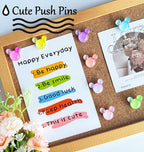 24 Pcs Thumb Tacks,Cute Push Pins,Colorful Decorative Pins,Mouse Tacks,for Bulletin Board,Cork Board,Class Decor Office or Home (24 Pcs - Gradient)