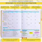 Life Planner - Undated Weekly & Monthly Planner, 12-Month Journey to Increase Productivity | Gratitude Journal, Life Organizer & Goal Journal | Include Foldable Vision Board, Habit Tracker & Stickers