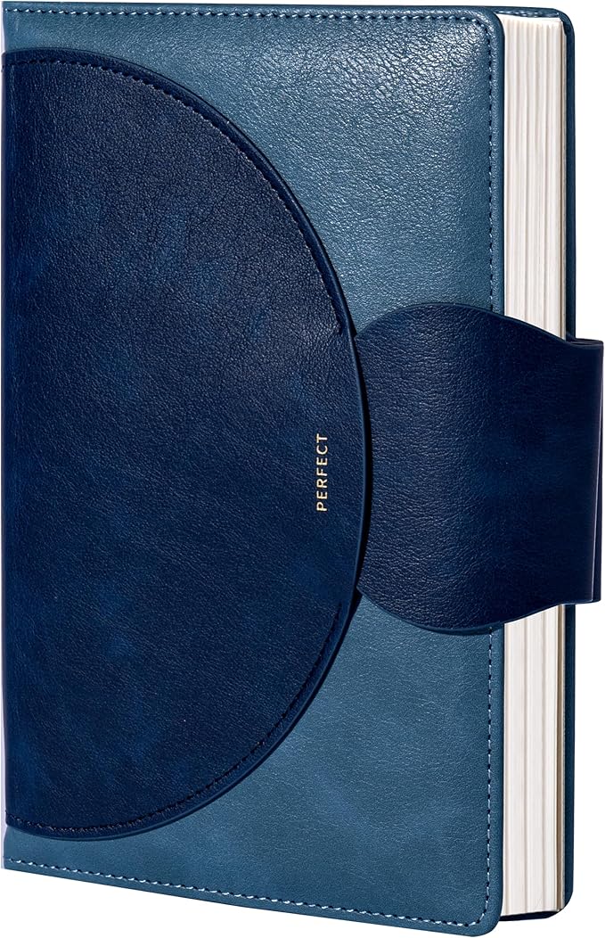 CAGIE Lined Journal for Women, 100GSM Leather Journals for Writing with Buckle Closure,A5 Hardcover Diary Journaling Notebooks for Business Work School Note Taking 5.9" x8.59 (Blue)