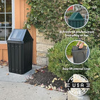 Sturdy Essentials 32 Gallon Square Slatted 100% Recycled Plastic Heavy Duty Outdoor Commercial Trash Can with Swing Top Lid | Great for Schools and Businesses - Green Granite