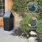 Sturdy Essentials 32 Gallon Square Slatted 100% Recycled Plastic Heavy Duty Outdoor Commercial Trash Can with Swing Top Lid | Great for Schools and Businesses - Beige Granite
