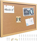 Yunihome Cork Bulletin Board, 48x31.5 Inches Hanging Cork Board Wooden Framed with Pins for Wall, Dorm Room, Office, Home Decor – Natural Cork & Black Frame