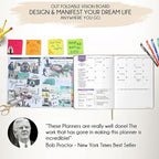 Hourly Planner - Undated Weekly & Monthly Planner, 12-Month Journey to Increase Productivity | Gratitude Journal, Life Organizer & Goal Journal | Include Foldable Vision Board, Habit Tracker & Sticker