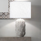 GO&SO White Textured Drum lampshade Medium Lamp Shade 13" Top x 13" Bottom x 10" High (Spider) Modern Linen Lamp Shades for Table Lamp Bedside Lamp Natural Linen Replacement Assembly is Required