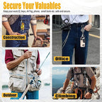 KAHETA Retractable Keychain Heavy Duty Carabiner Badge Holder Clip with Magnetic,Tactical Id Badge Reel with 32'' Steel Retractable Cord,Key Ring,Lobster Claw Clasp and Phone Tethers