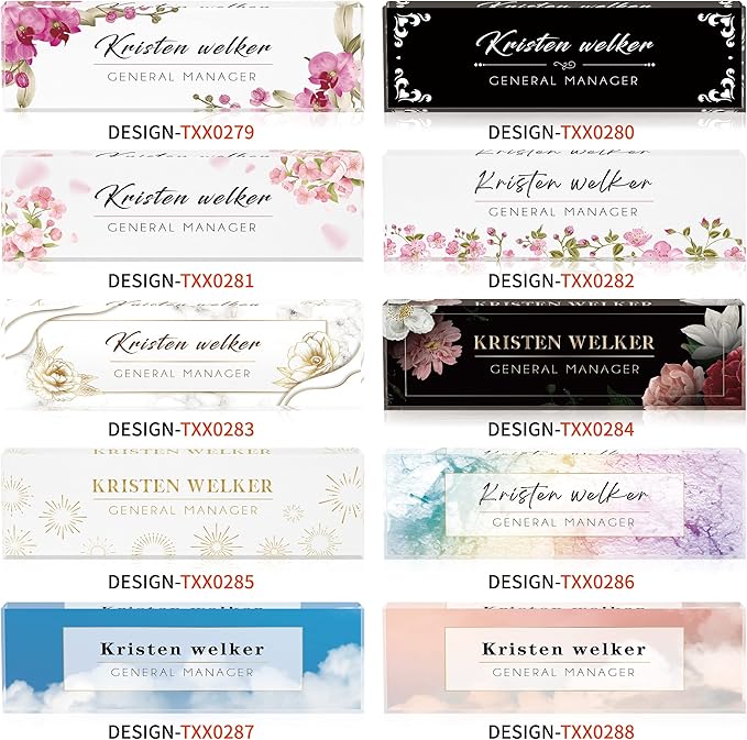 Desk Name Plate Personalized, Custom Name Plates for Desks, Office Desk Decor, Sunflowers Clear Acrylic Glass Block, Personalized Office Gifts for Women Men Boss Teachers Coworkers Appreciation Gifts