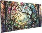 Stained Glass Tree Desk Mat Cartoon Tree Gaming Mouse Pad Large XXL Extended Desk Matt for Desktop, Laptop Computer Keyboard Mouse Mat for Women Office Decor Accessories Deskmat 31.5''x15.7''