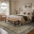 GENIMO 8x10 Area Rugs for Living Room, Machine Washable Non Slip Vintage Rugs, Low Pile Lightweight Chenille Print Rug for Bedroom, Dining Room, Home Office, WarmTaupe