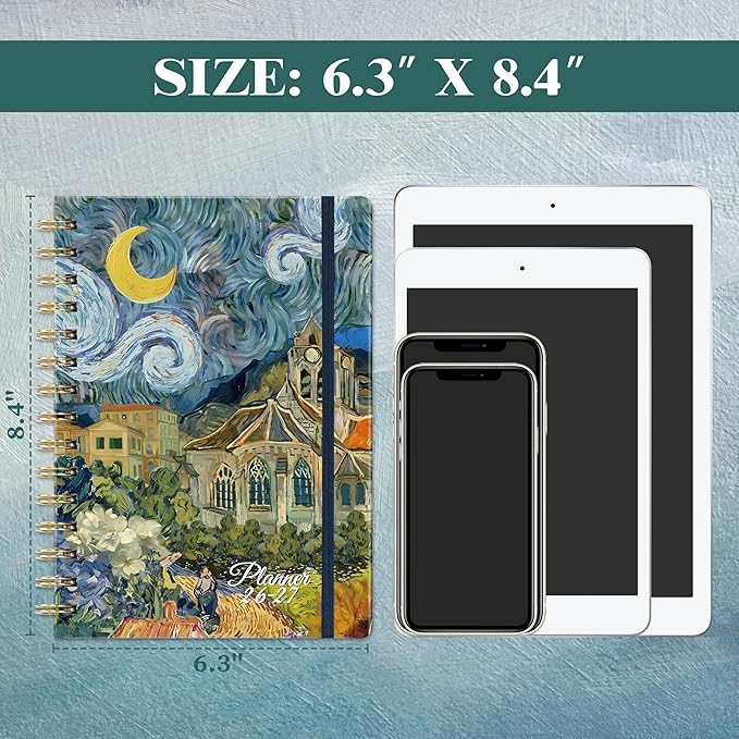 Planner 2026-2027 - Academic Planner 2026-2027, Jul. 2026 - Jun. 2027, 26-27 Planner Weekly and Monthly with Tabs, 6.3" x 8.4", Hardcover with Back Pocket + Twin-Wire Binding - Oil Painting
