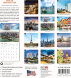 RED EMBER World's Greatest Cities 2025 Wall Calendar 12 Month | 12" x 24" Open | Thick & Sturdy Paper | Giftable | Calendar 2025