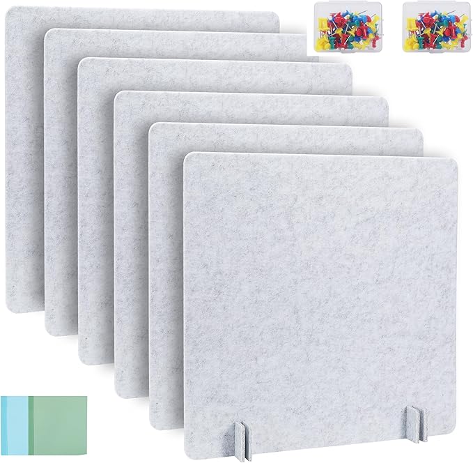 6 Pack Desk Privacy Panel 23.6" x 23.6" Acoustic Divider Panel Portable Desk Partition Desk Divider Noise Visual Isolate Table Divider for Student Study Reception Area Office Library