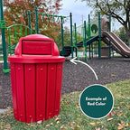 Sturdy Essentials 32 Gallon Square 100% Recycled Plastic Heavy Duty Outdoor Commercial Trash Can with Easy Access Swing Top Lid | Great for Schools and Businesses - Red