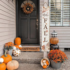 Hello Fall Porch Sign 47" Thanksgiving Day Wooden Door Sign Large Autumn Welcome Sign with Leaves Standing Front Door Decor for Home, Yard, and Fall Parties