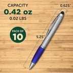DISCOUNT PROMOS Stylus Ballpoint Pens Set of 10, Bulk Pack - Black Ink, Great for Office, School, Business, Tradeshows, Events - Blue
