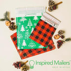 Bubble Mailers 10x13" - Red Snowflake Baubles with Writable Area - 25 Pack - Holiday Poly Padded Envelopes and Bubble Shipping Mailers