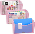 EasyPAG 3 Single Pocket Wall File Organizer, Mesh Hanging File Folder Organizer for Letter/A4 Size Folders, Wall Mounted Vertical Mail Holder for Paperwork, Office, Home, School, Pink