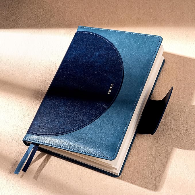 CAGIE Lined Journal for Women, 100GSM Leather Journals for Writing with Buckle Closure,A5 Hardcover Diary Journaling Notebooks for Business Work School Note Taking 5.9" x8.59 (Blue)