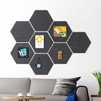 Fwpelt 12'' Large Hexagon Cork-Bulletin Boards for Walls, Self-Adhesive Modern Corkboard, Frameless Felt Pinboard, Prayer-Vision Pin Board for Office, Pack of 8 Hex Cork Tiles with 30 Pushpins