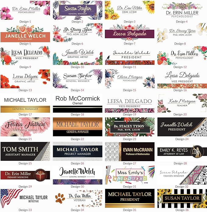 ARTBLOX | Office Personalized Name Plate Black Gold Marble Design On Clear Acrylic Glass for Desk with Business Card Holder