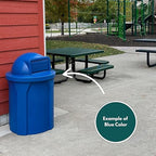 Sturdy Essentials 32 Gallon Square Slatted 100% Recycled Plastic Indoor or Outdoor Commercial Trash Can with Easy Access Swing Top Lid | Great for Schools and Businesses - Blue