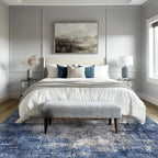 GENIMO Washable Area Rugs for Living Room, 8x10 Modern Non Slip Rugs, Low Pile Lightweight Soft Print Rug for Bedroom, Dining Room, Home Office, Washed Blue&Gray